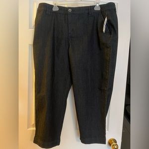 Denim mid rise tummy control stretch capri. New, never worn.